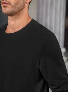 Manfinity Homme 男士素色圓領T恤 - 黑色 - 查看 3