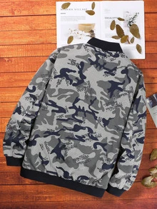 Manfinity Men Camo Print Bomber Jacket Without Hoodie - Multicolor - View 2