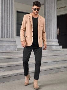 Manfinity Homme 男士素色圓領T恤 - 黑色 - 查看 5