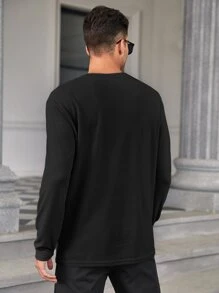 Manfinity Homme 男士素色圓領T恤 - 黑色 - 查看 7