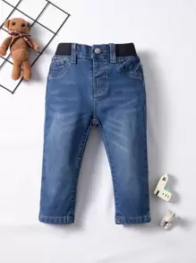 Đứa bé trai Mèo Whisker Denim mùa giặt Quần jean - Rửa tối - Xem 1