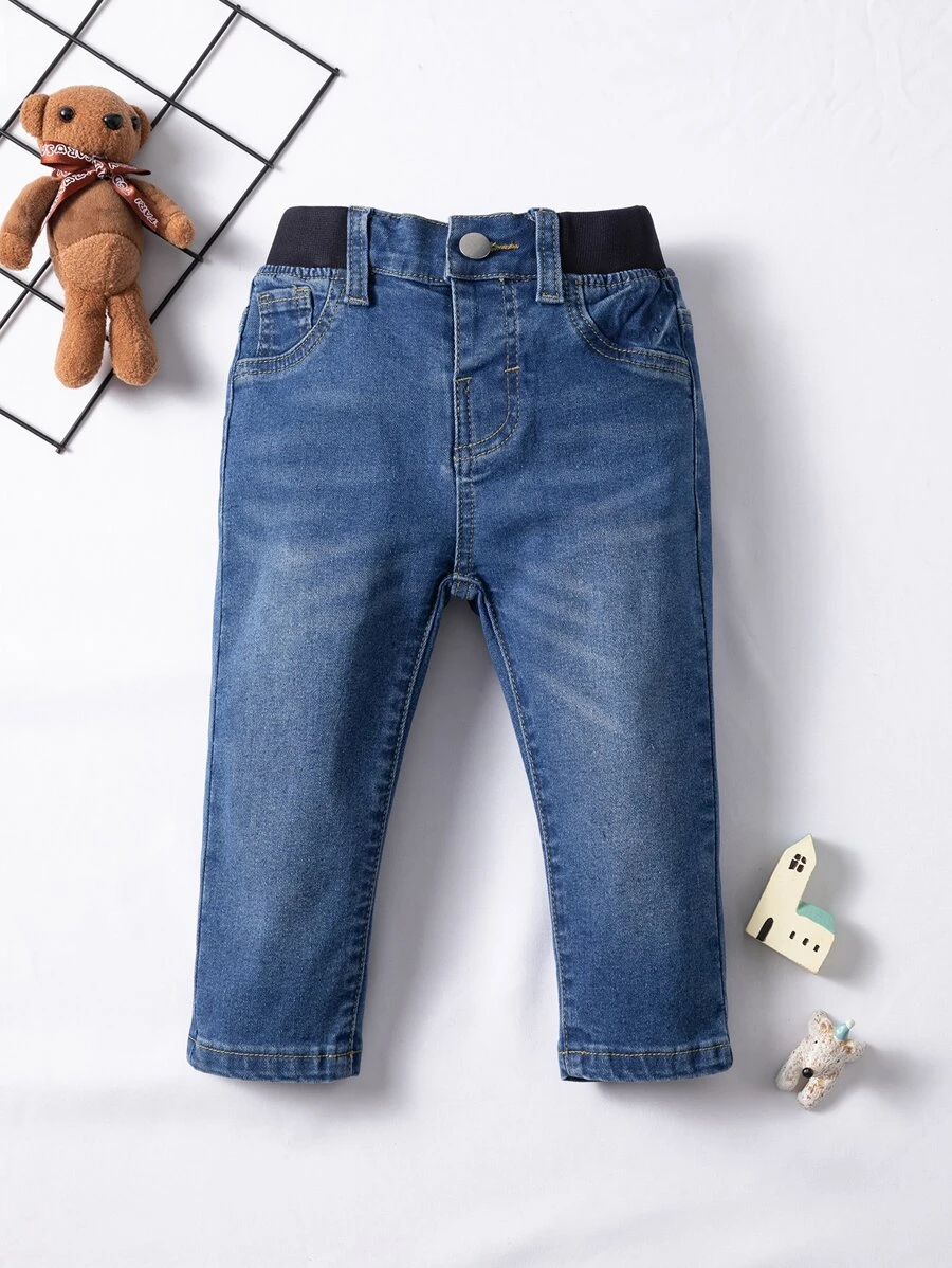 Đứa bé trai Mèo Whisker Denim mùa giặt Quần jean - Rửa tối - Xem 1