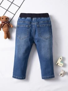 Đứa bé trai Mèo Whisker Denim mùa giặt Quần jean - Rửa tối - Xem 2