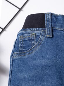 Đứa bé trai Mèo Whisker Denim mùa giặt Quần jean - Rửa tối - Xem 4