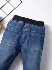 Đứa bé trai Mèo Whisker Denim mùa giặt Quần jean - Rửa tối - Xem 6