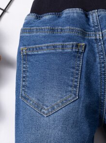 Đứa bé trai Mèo Whisker Denim mùa giặt Quần jean - Rửa tối - Xem 7