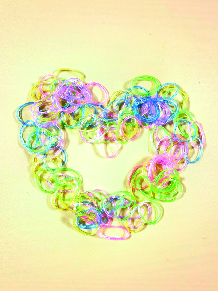 100 piezas banda caucho de color al azar pelo de mascota - Multicolor - Ver 1