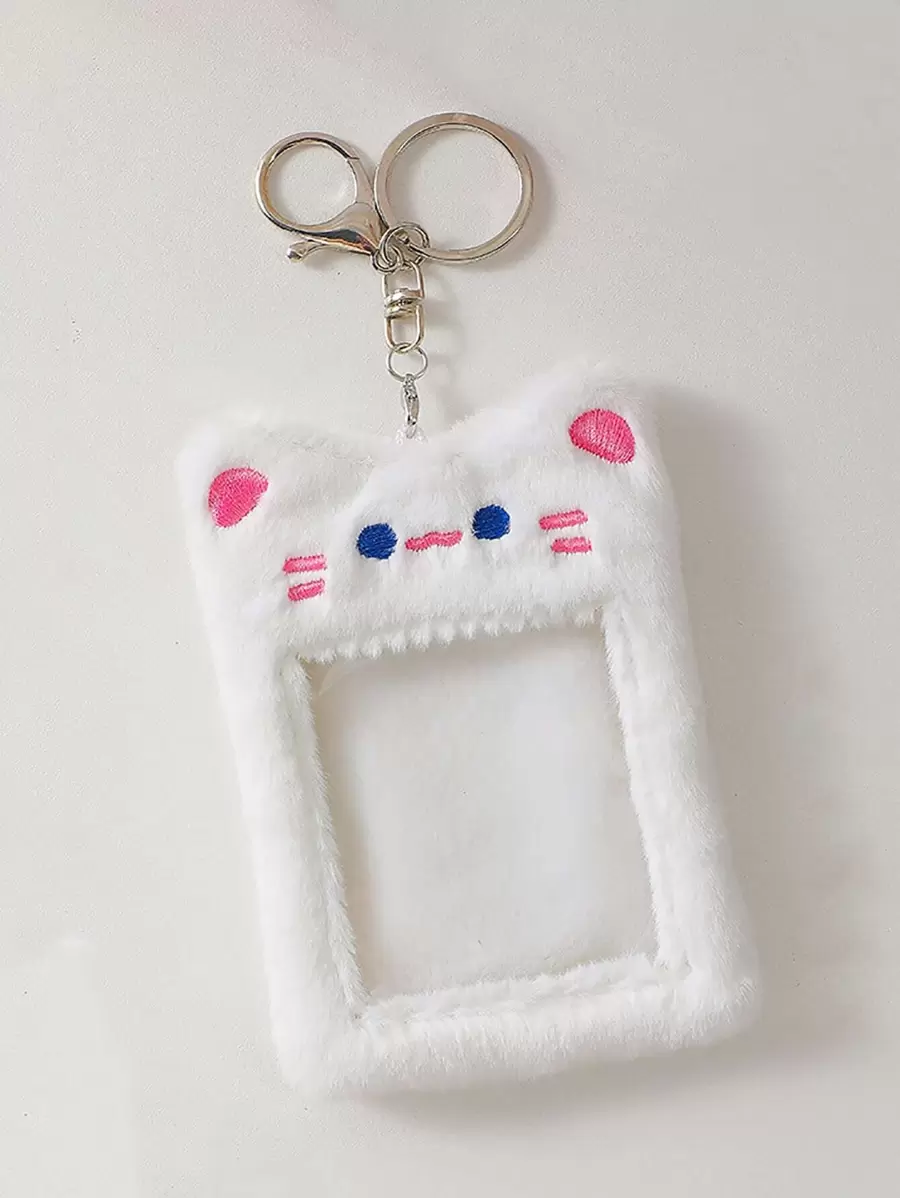 Kawaii Plush Photocard Holder Rabbit Bear Cat Photo Card Holder Girl Cute Keychain ID Credit Bank Protector Stationery - Multicolor - View 1