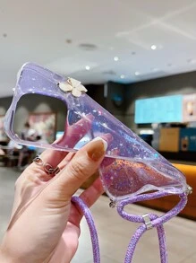 Vỏ điện thoại trang trí hình bướm có dây buộc - Màu tím - Xem 5