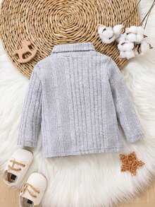 男嬰字母補丁細節高領T恤 - 灰色 - 查看 2