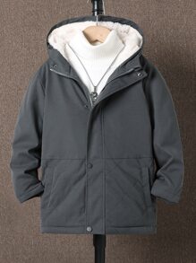 男孩毛絨內襯連帽外套無毛衣