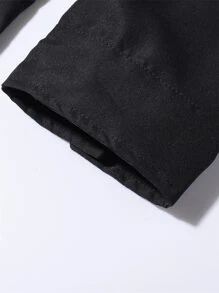 Manfinity Men Letter Graphic Drawstring Hooded Shirt Without Tee - Black - View 3