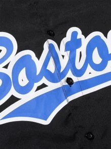 Manfinity Men Letter Graphic Drawstring Hooded Shirt Without Tee - Black - View 4