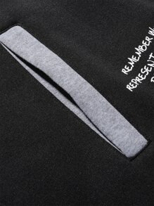 Manfinity Campus Court Áo khoác bomber họa tiết Slogan màu cho nam không có áo phông - màu đen - Xem 5