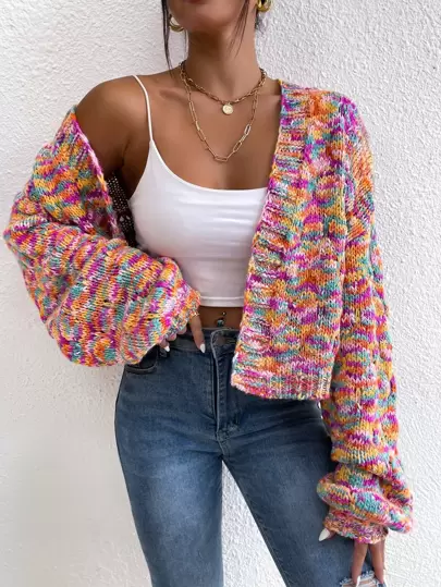 Chiquease Space Dye Drop Shoulder Duster Cardigan,Long Sleeve Tops Fall Winter Cloth For Women