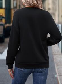 SHEIN LUNE Striped Print Colorblock Sweatshirt Pullover Fall - Multicolor - View 2