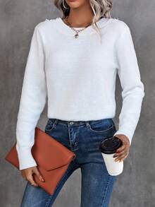 SHEIN Unity Guipure Lace Panel Tie Backless Jumper - White - View 5