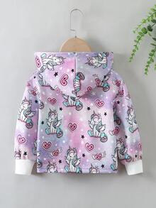 Young Girls Unicorn & Heart Print Sweatshirt - Purple - View 2