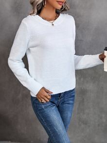 SHEIN Unity Guipure Lace Panel Tie Backless Jumper - White - View 6