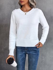 SHEIN Unity Guipure Lace Panel Tie Backless Jumper - White - View 3