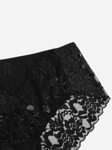 Plus Floral Lace Panty - Black - View 4