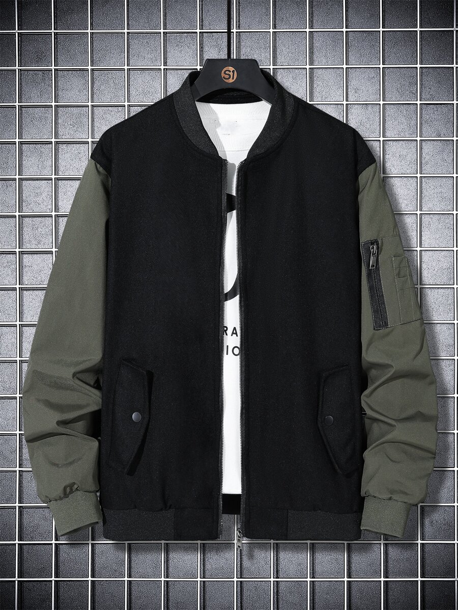 Manfinity Men Two Tone Zipper Bomber Jacket | SHEIN USA