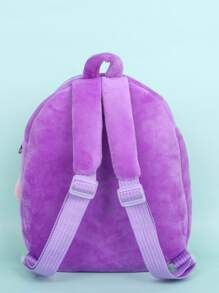 1入組可愛毛絨背包卡通背包女孩我的時尚蓬鬆背包兒童書包小卡通書包 - 紫色 - 查看 5