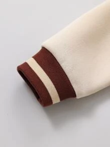 SHEIN 小男童字母貼布保暖學院風夾克 - 彩色 - 查看 4