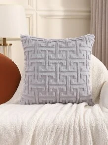 1pc Geometric Tufted Cushion Cover Without Filler - Grey - View 3