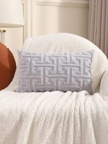 1pc Geometric Tufted Cushion Cover Without Filler - Grey - View 4