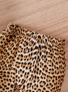 Baby Leopard Print Ruffle Trim Bodysuit & Joggers & Headband - Multicolor - View 8