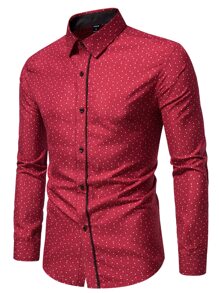 Manfinity Homme 男士星星和波點圖案襯衫