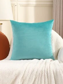 Miater 1pc Solid Cushion Cover Without Filler - Blue - View 5