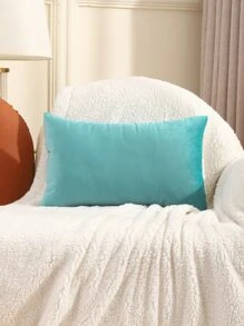 Miater 1pc Solid Cushion Cover Without Filler - Blue - View 6