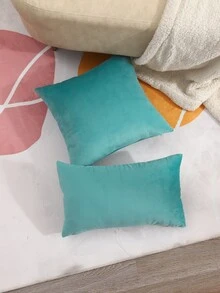 Miater 1pc Solid Cushion Cover Without Filler - Blue - View 7