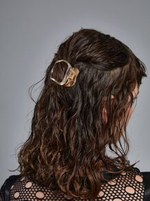ROMWE Grunge Punk Hollow Out Hair Clip Casual - Gold - View 3