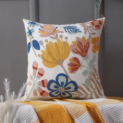 Miater 花卉刺繡靠墊套不附帶墊芯