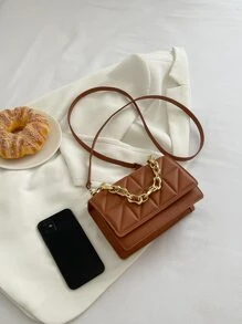 Túi Crossbody Nữ Chuỗi Kẻ sọc Có thể điều chỉnh được Thanh lịch - màu nâu - Xem 5