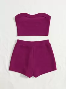 Soleia 條紋針織抹胸上衣和騎行褲