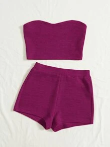 Soleia 條紋針織抹胸上衣和騎行褲