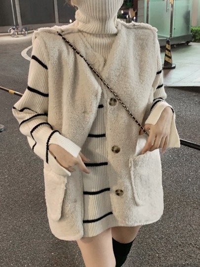 Honeyspot 1個 無地柄 ボタンスルー テディコート