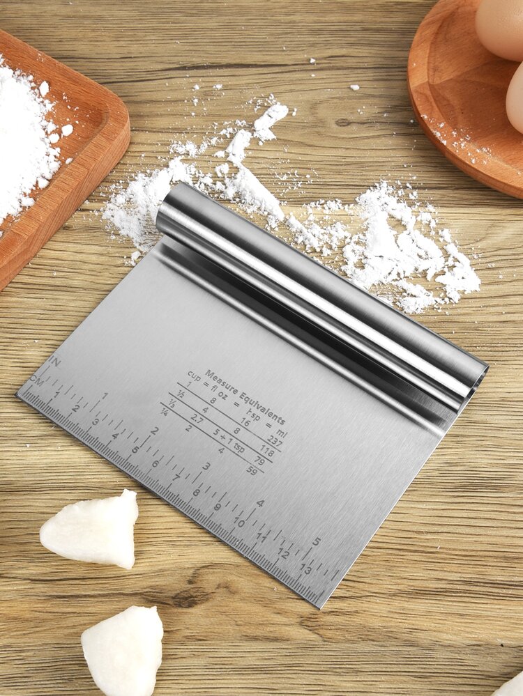 1pc Stainless Steel Dough Cutter, Silver Dough Scraper For Baking