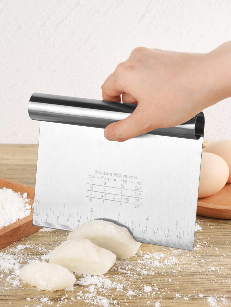 1pc Stainless Steel Dough Cutter, Silver Dough Scraper For Baking