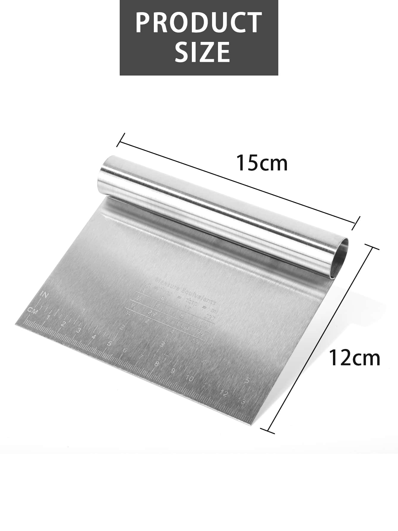 1pc Stainless Steel Dough Cutter, Silver Dough Scraper For Baking
