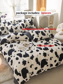 Cow Print Duvet Cover Set Without Filler - Black and White - View 3