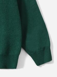 SHEIN Toddler Girls Letter & Bear Pattern Jumper - Dark Green - View 3