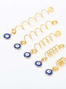5pcs Devil's Eye Dreadlock Hair Rings, Natural & Realistic For Everyday Wear - Gold - View 3