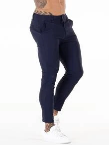 男士素色緊身褲 - 藏蓝色 - 查看 4