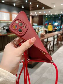 金箔惊喜心形吊带苹果手机壳适用于 iPhone 15/15 Pro/15 Pro Max/15 Plus/11/12/13/14/XS/XR/11 Pro/11 Pro Max/12 Pro/12 Pro Max/13 Pro/13 Pro Max/14 Pro/14 Pro Max/14 Plus/7 Plus/8 Plus/8/SE2 - 酒紅色 - 查看 3