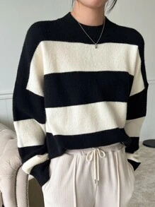 DAZY Two Tone Drop Shoulder Sweater,Fall Women Clothes